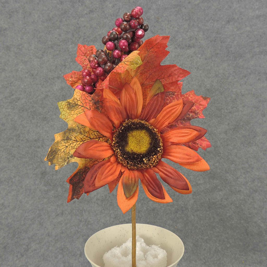 [SBF5039] 12" SUNFLOWER/LEAF/BERRY PICK RED/ORANGE