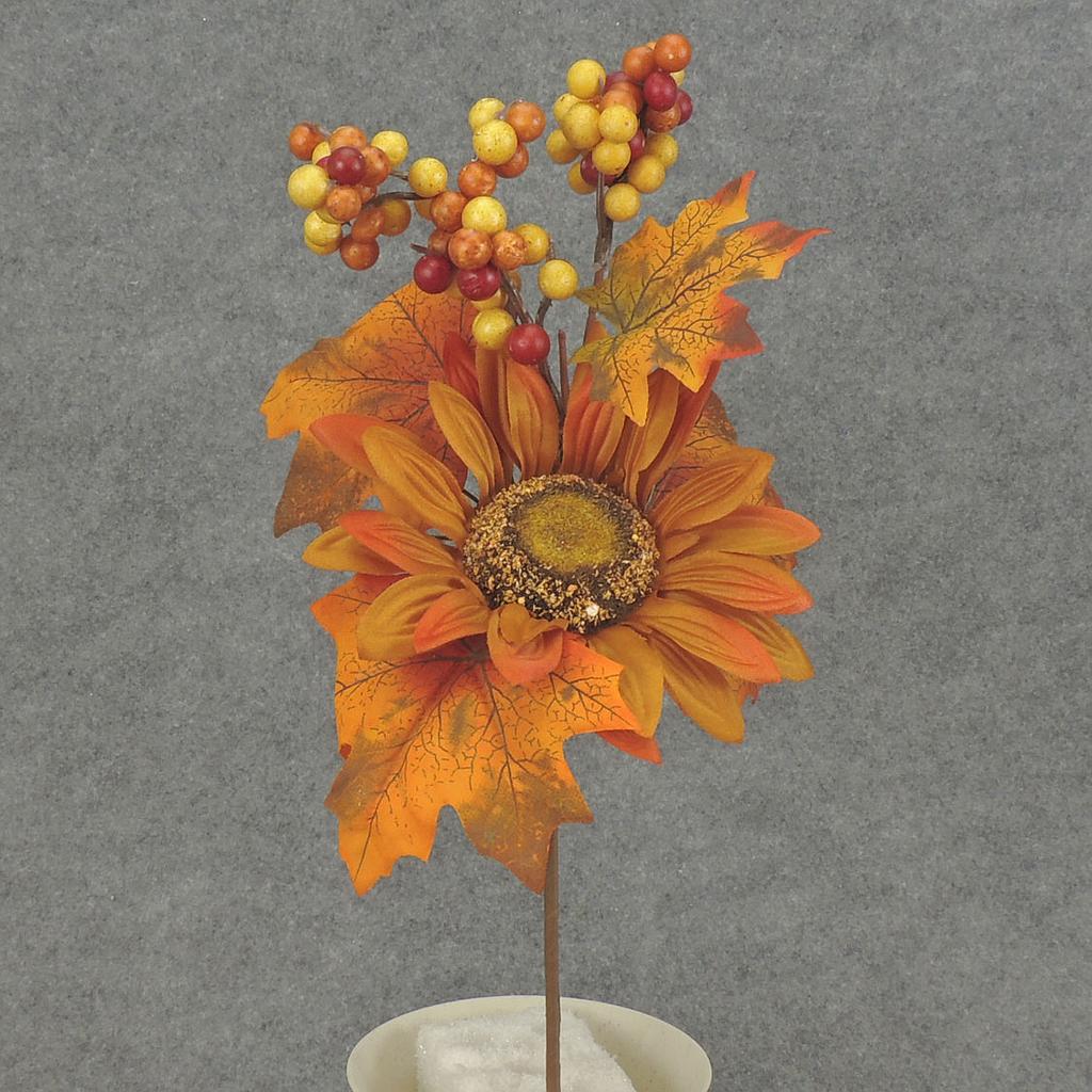SUNFLOWER/LEAF/BERRY PICK 12"  BURNT ORANGE