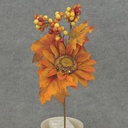 SUNFLOWER/LEAF/BERRY PICK 12"  BURNT ORANGE