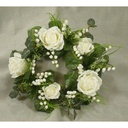 WREATH/CR 6"ROSE/ROSE BUD/L.O.V CREAM/WHITE