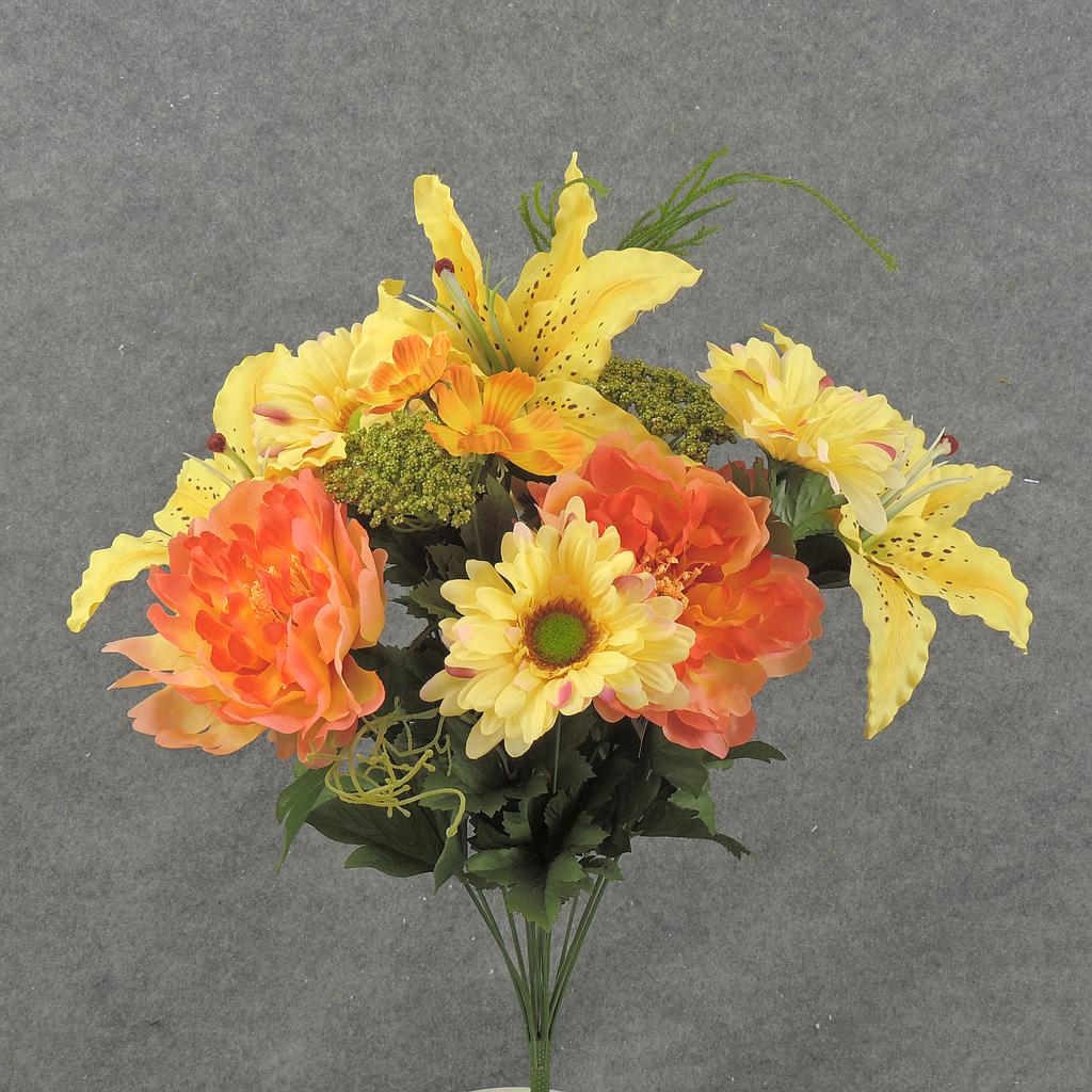 LILY/PEONY/GERB/COSMOS BUSH X14  YELLOW/ORANGE