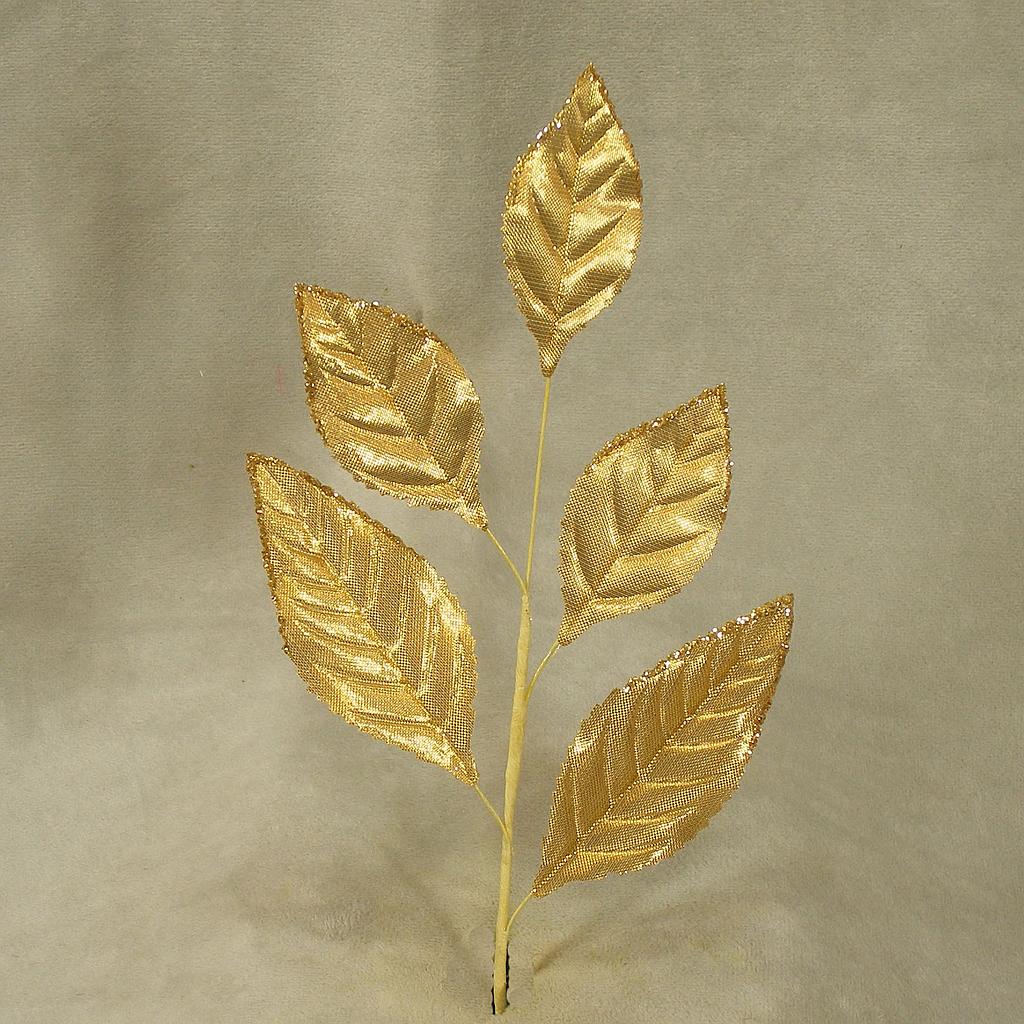 [SE4047-GLD] 7.5" LEAF ROSE METAL PICK (6/BG) GOLD