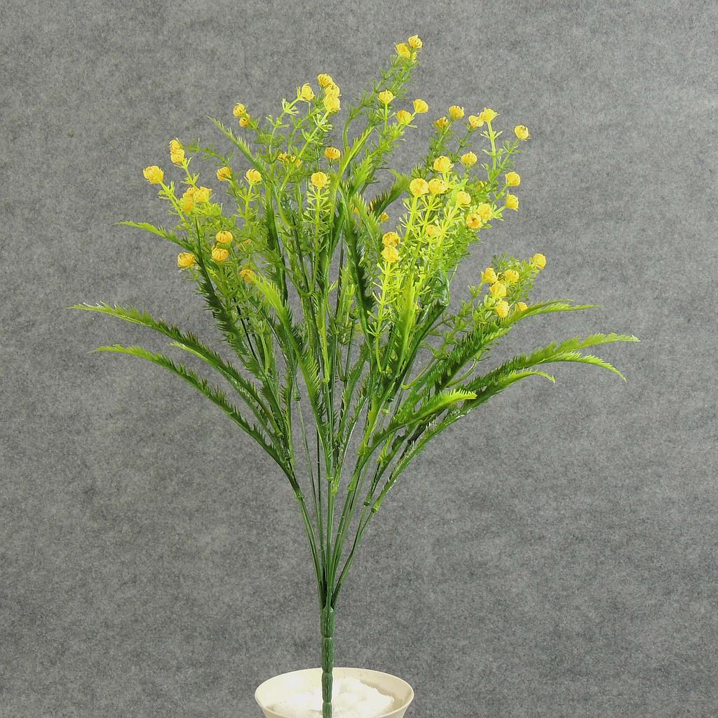 [SE5007-YEL] FLOWER MINI BUSH X12 PLASTIC  YELLOW