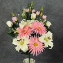GERBERA/LILY/GLAD HALF BUSH X18  CREAM/PINK