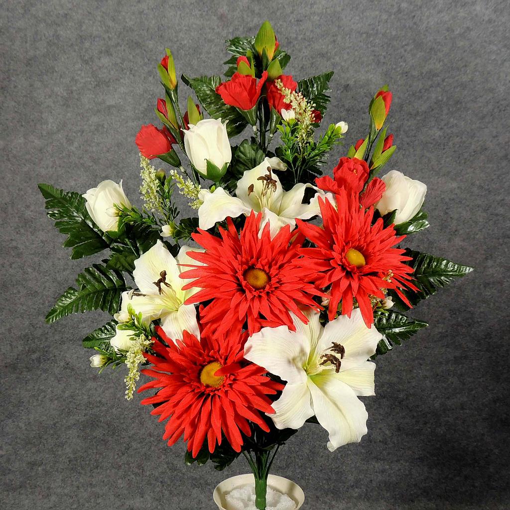 GERBERA/LILY/GLAD HALF BUSH X18  RED/CREAM