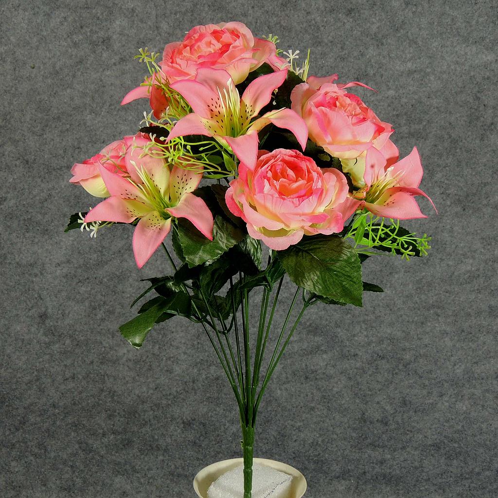 ROSE/TIGER LILY BUSH X12  PINK
