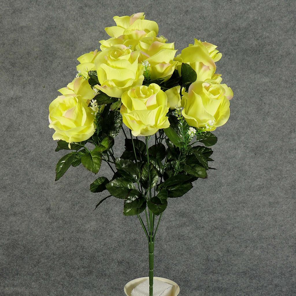 [SE5041-GRN] 21" ROSE OPEN SATIN BUSH X12  GREEN