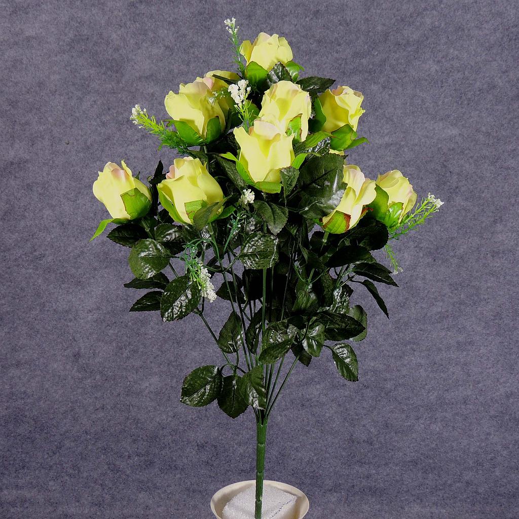 ROSE BUD SATIN BUSH X12 W/GYPSO  GREEN