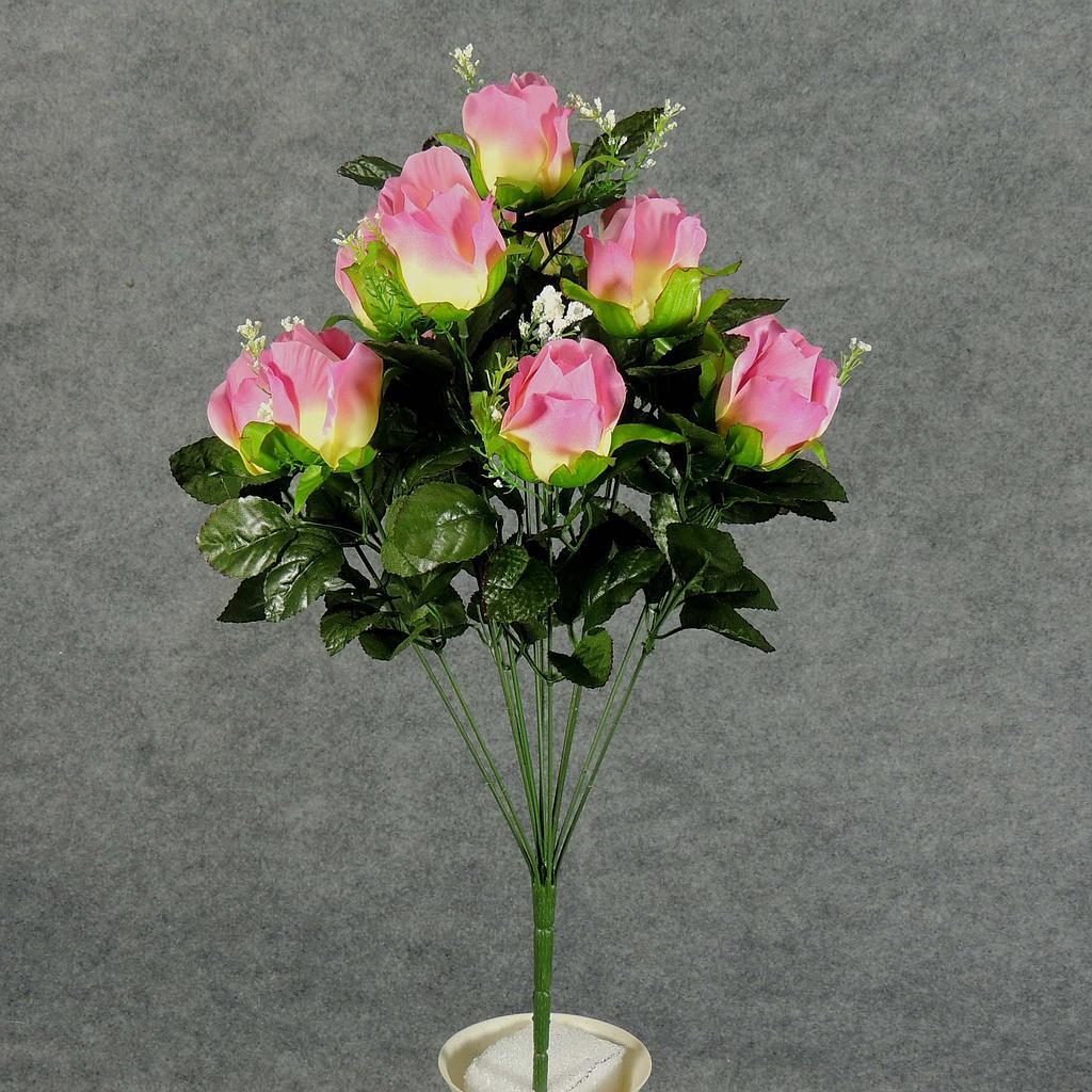 ROSE BUD SATIN BUSH X12 W/GYPSO  LAVENDER/CREAM