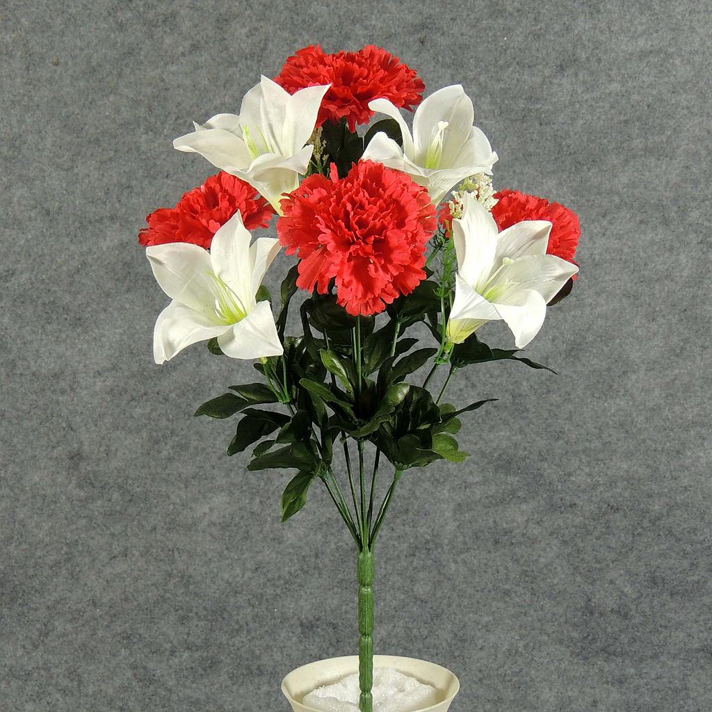 CARNATION/LILY BUSH X9  RED/WHITE