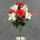 CARNATION/LILY BUSH X9  RED/WHITE