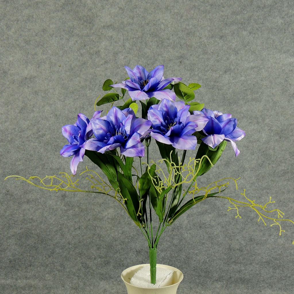 [SE5076-LAV] CLEMATIS/EUCALYPTUS BUSH X7  LAVENDER