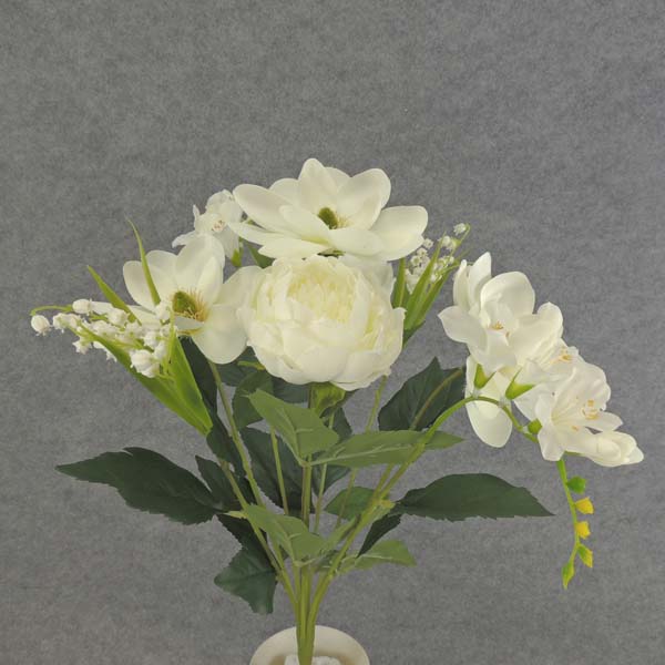 19" MAGNOLIA/PEONY/FREESIA/LOV BUSH X9 CREAM/WHT