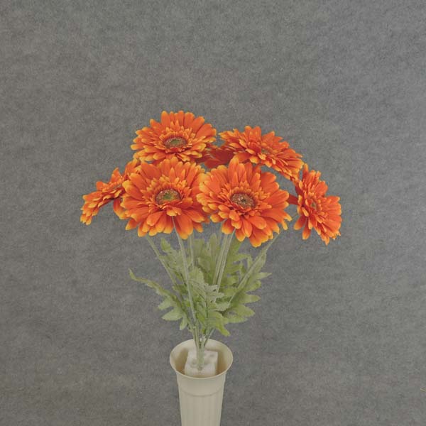 18" GERBERA DAISY BUSH X8 FLK/STEM ORANGE