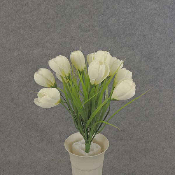 [SE6054-CWH] 10.5" CROCUS BUSH X12 CREAM/WHT