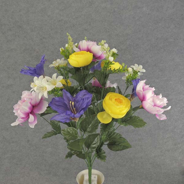 23" PEONY/LILY/RANUNCULUS BUSH X18 FUSH/YEL/PURP