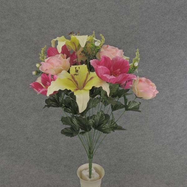 22" ROSE/TIGER LILY/COSMOS BUSH X18 PINK MIX/GRN