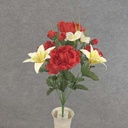 PEONY/LILY MIX BUSH X12  18"  RED/CREAM