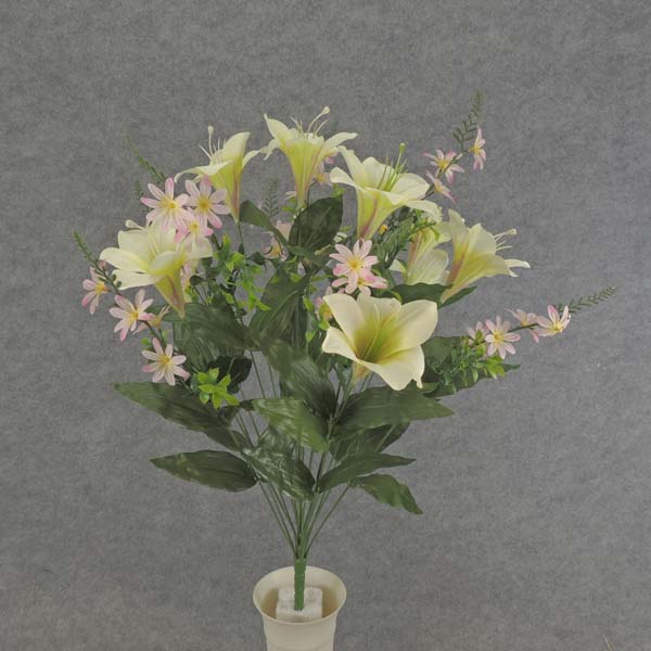 LILY/MINI DAISY BUSH X18  24"  CREAM/GREEN/PINK