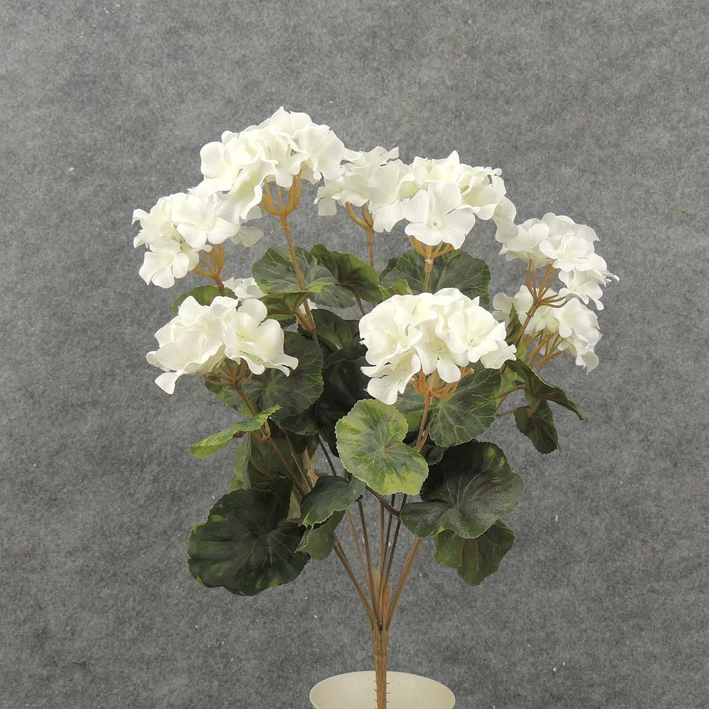 [SE6090-WHT] 18" GERANIUM BUSH X9 WHITE