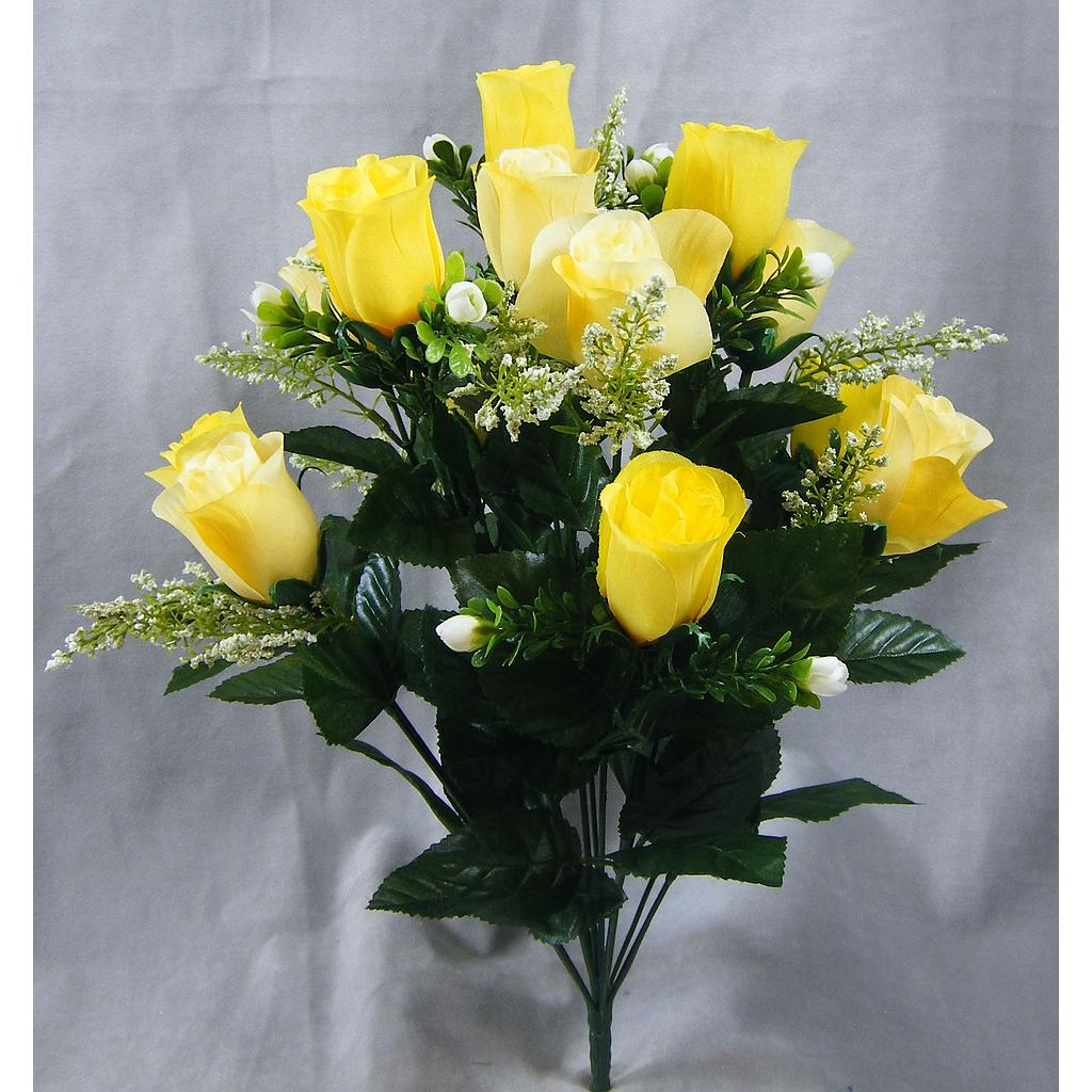[SE6-YEL] ROSE BUD BUSH X14 YELLOW COMBO