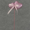 HEART DOUBLE GLITTER 18" OAL (6/BAG)   PINK