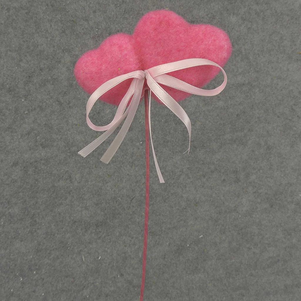 HEART DOUBLE FLOCKED 18" OAL (6/BAG)   PINK