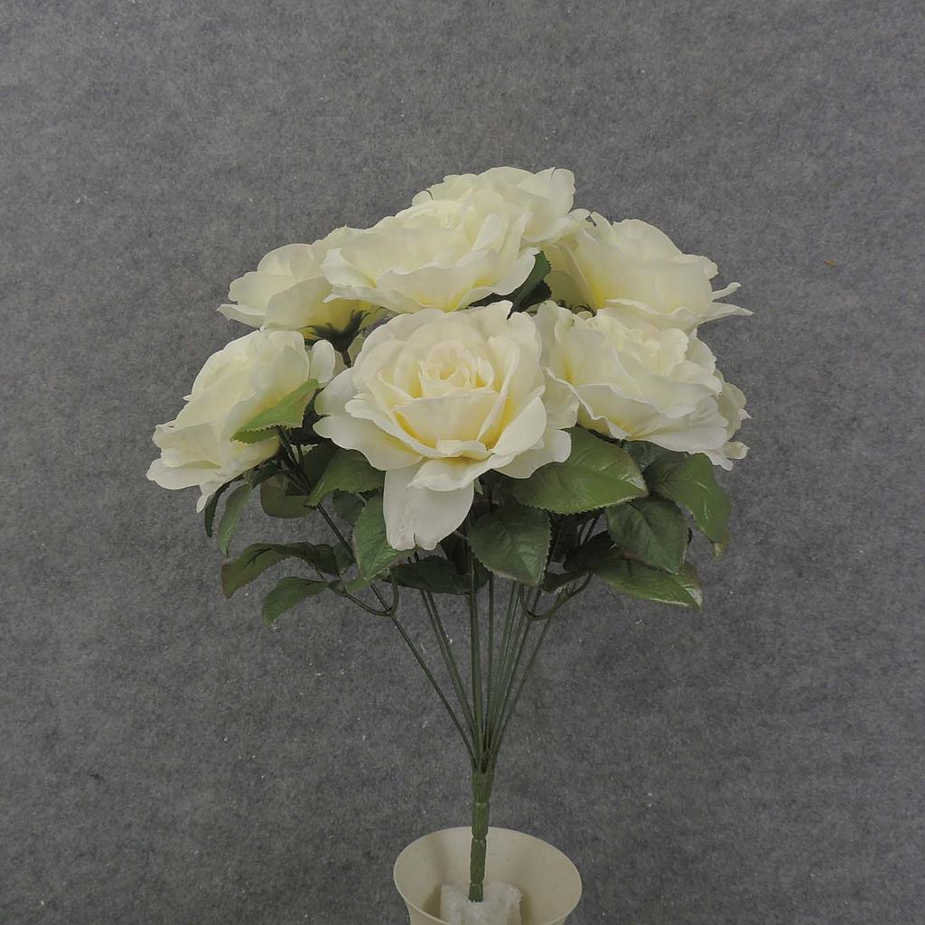 ROSE BUSH OPEN 19" X12 SATIN  CREAM