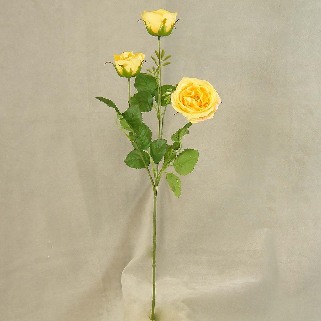 [SEF28-YEL] 24" ROSE ENGLISH SPRAY X3 YELLOW