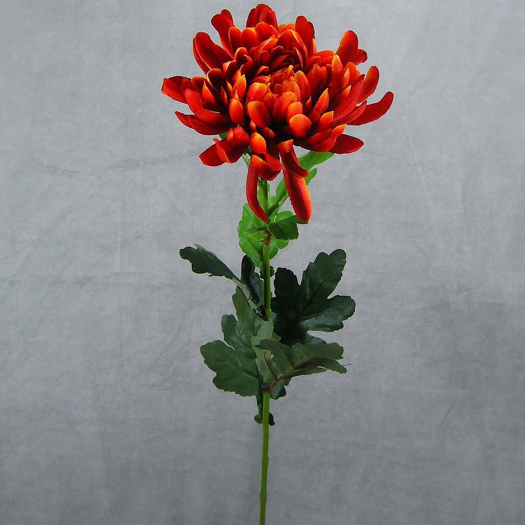 MUM SATIN SINGLE W/8 LVS 28&quot;  BRICK