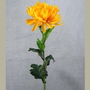 MUM SATIN SINGLE W/8 LVS 28"  GOLDEN YELLOW