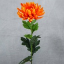 MUM SATIN SINGLE W/8 LVS 28"  ORANGE