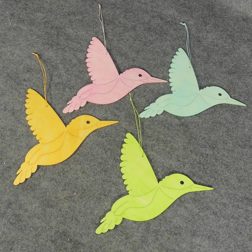 [SJ5043-AST] 9" BIRD FLYING W/HANGER (4/BAG) 4-ASST