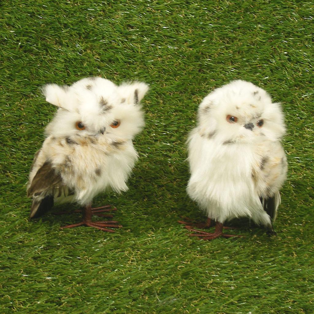 [SJ4121] 6.5" OWL PAIR OF 2 WHITE