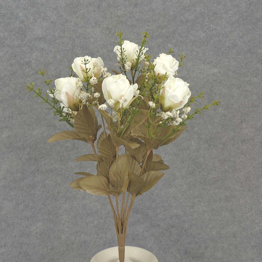 [SEF5016-WHT] 16" ROSE BUSH X9 WHITE