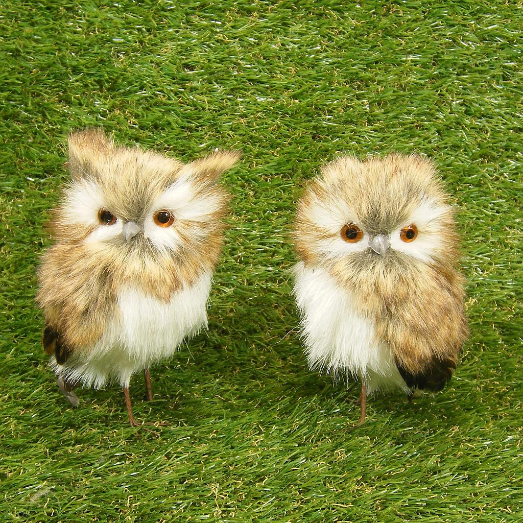[SJ4130] 5" OWL PAIR OF 2 NATURAL