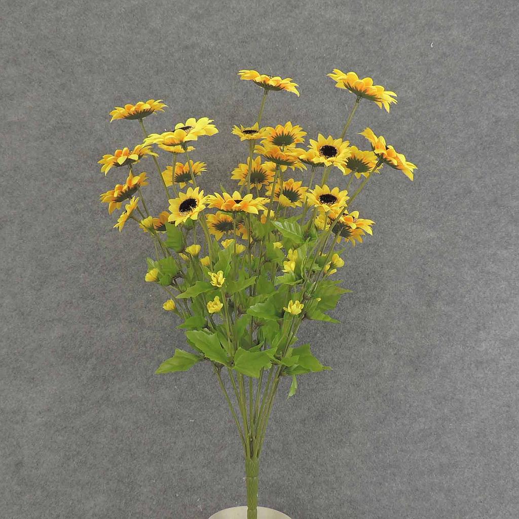 [SEF6030-YEL] 22" SUNFLOWER MINI BUSH X10 SATIN  YELLOW