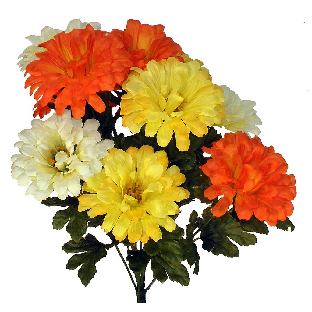18.5" ZINNIA BUSH X10 18 ORG/YL/CM