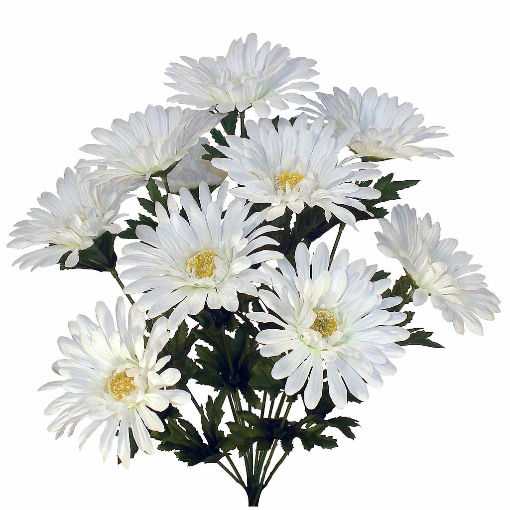 18.5" GERBERA DAISY BUSH X11 WHITE W/LGN CTR