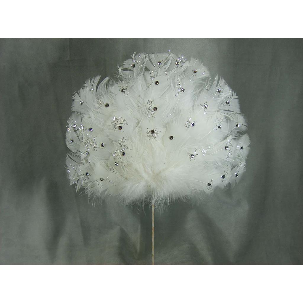 FAN FEATHER 12" X 9" WHITEw/SEQ 19" O.A.L.
