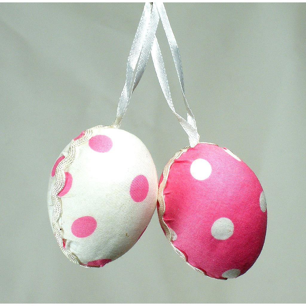 EASTER EGG HANGING 2" DOTS PINK (6/BAG)
