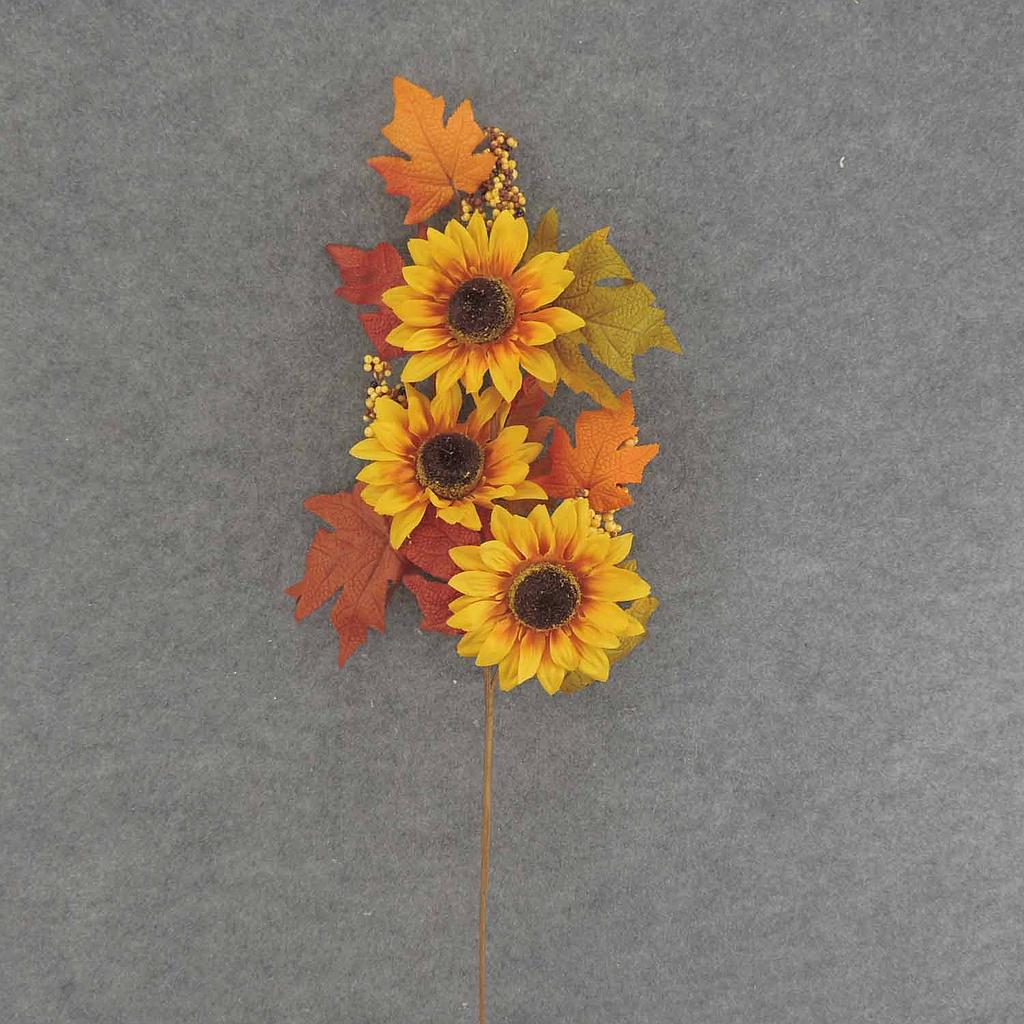 [SEF6052] 33" SUNFLOWER/LEAF/BERRY SPRAY X3
