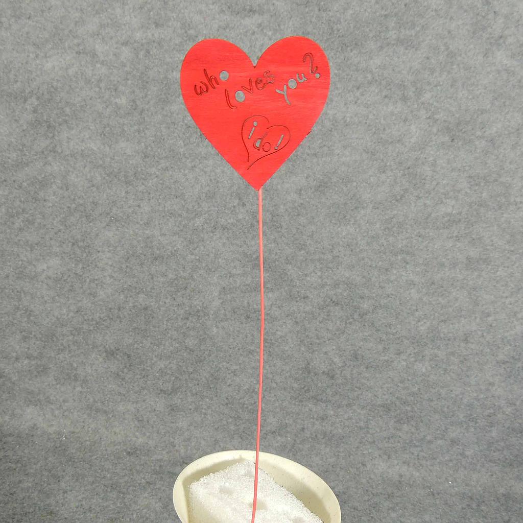 HEART 3.25" W/9" PICK  RED (12/BAG)