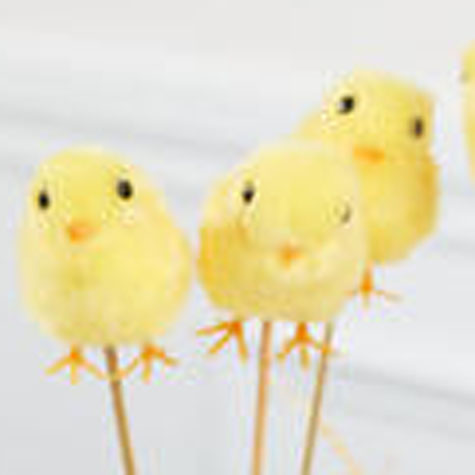 [SR326] 3" CHICK YELLOW ON PICK 8" OAL (6 PER BAG)