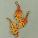 OAK LEAF WOOL ORNAMENT 3-ASST (3 PER SET)