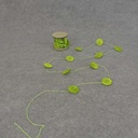 9' GARLAND 1.25" WOOD FLOWER WITH DETAIL  GREEN