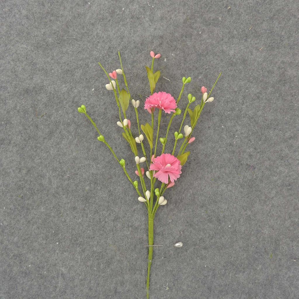 10" FLOWER/PIP BERRY PICK (6 PER BAG) PINK/CREAM/GREEN