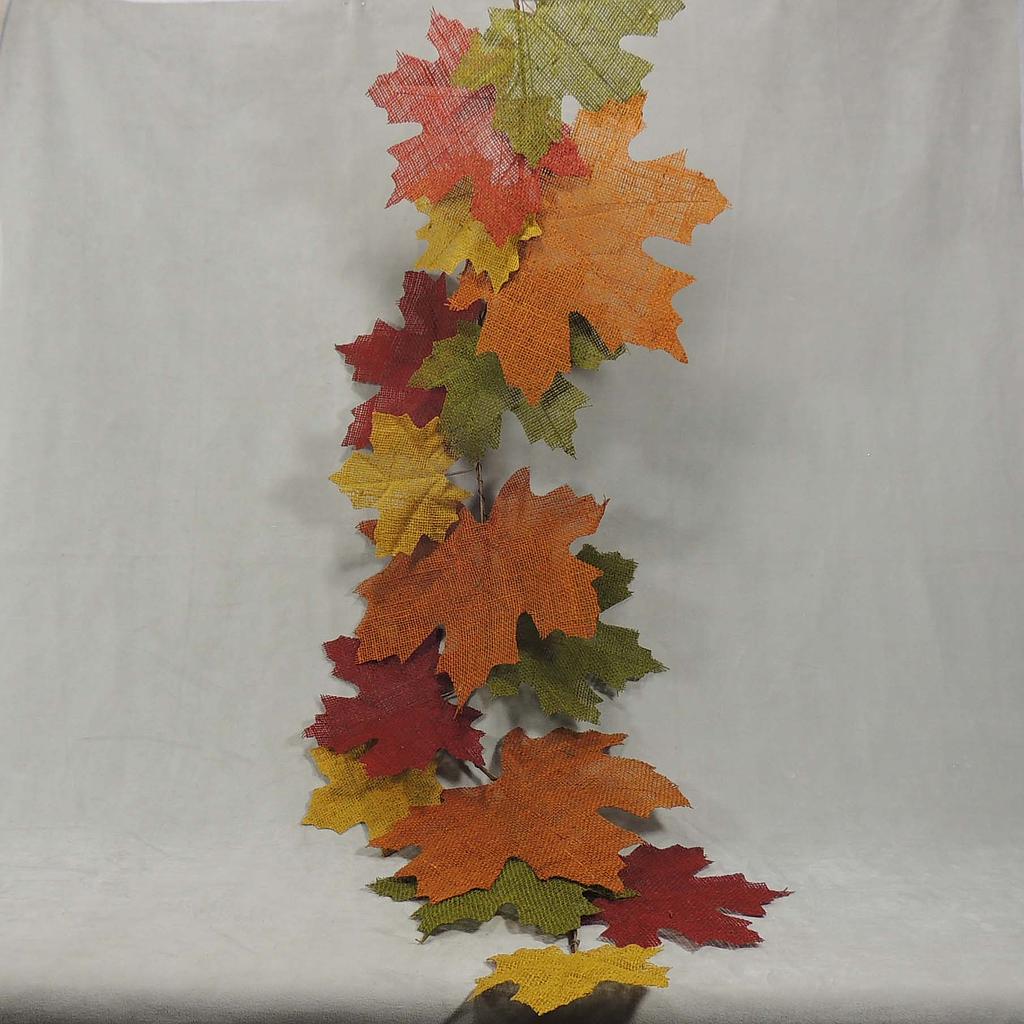 GARLAND BURLAP MAPLE LEAVES 58"  FALL