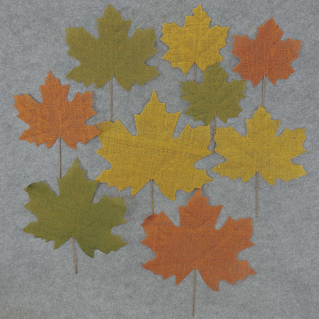 [SRF4015-AST] BURLAP MAPLE LEAVES 14",10",7"