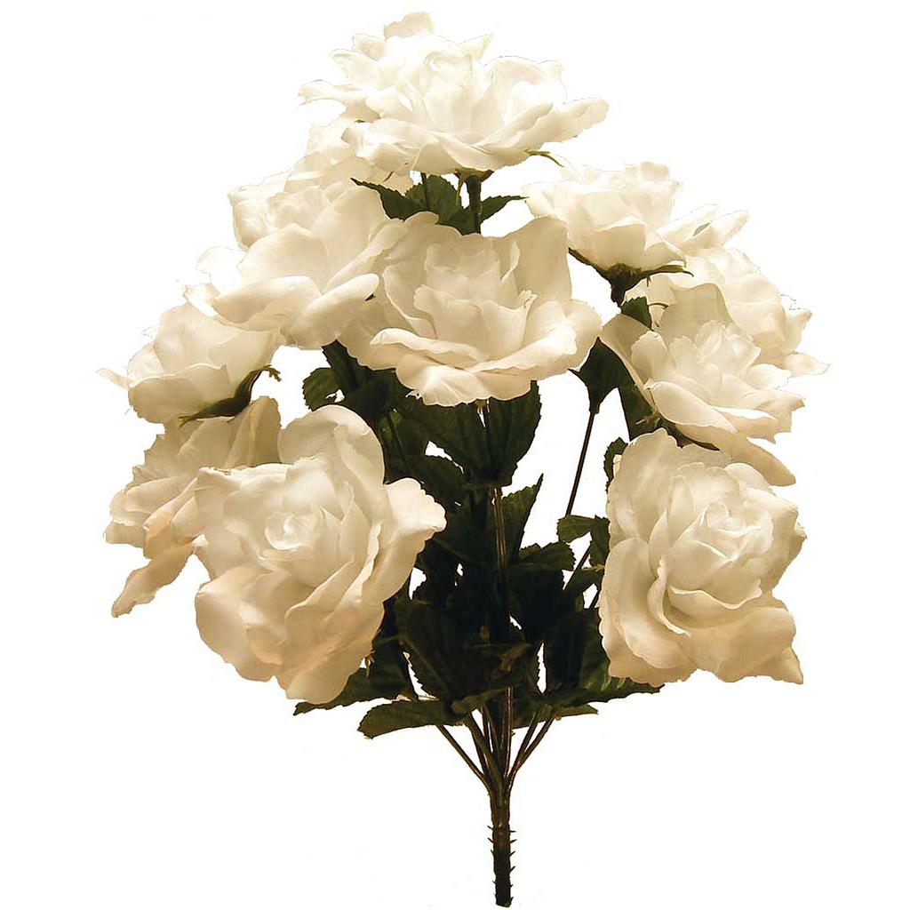 [SP500-WHT] 16.5" ROSE BUSH OPEN X 14  WHITE